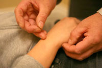 A patient receiving treatment